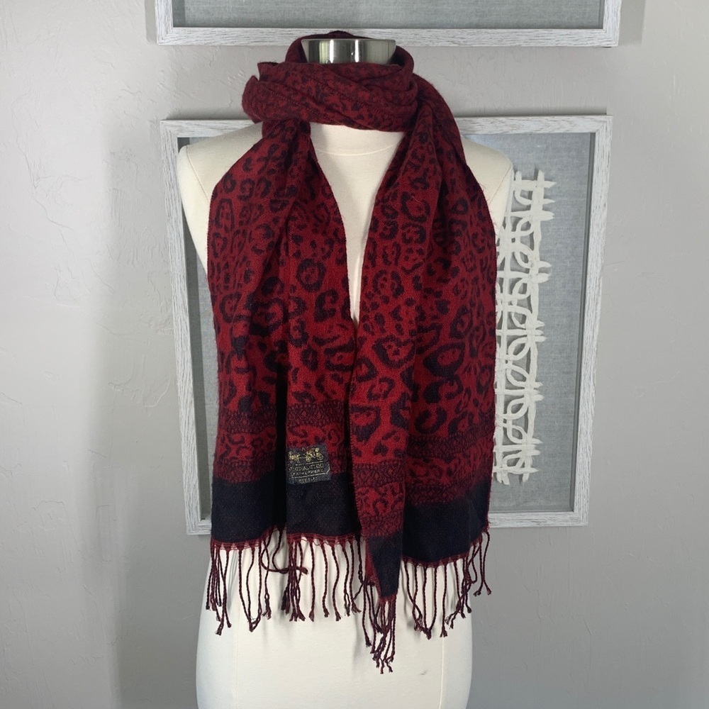 Coach red leapoard winter scarf - Picture 2 of 5
